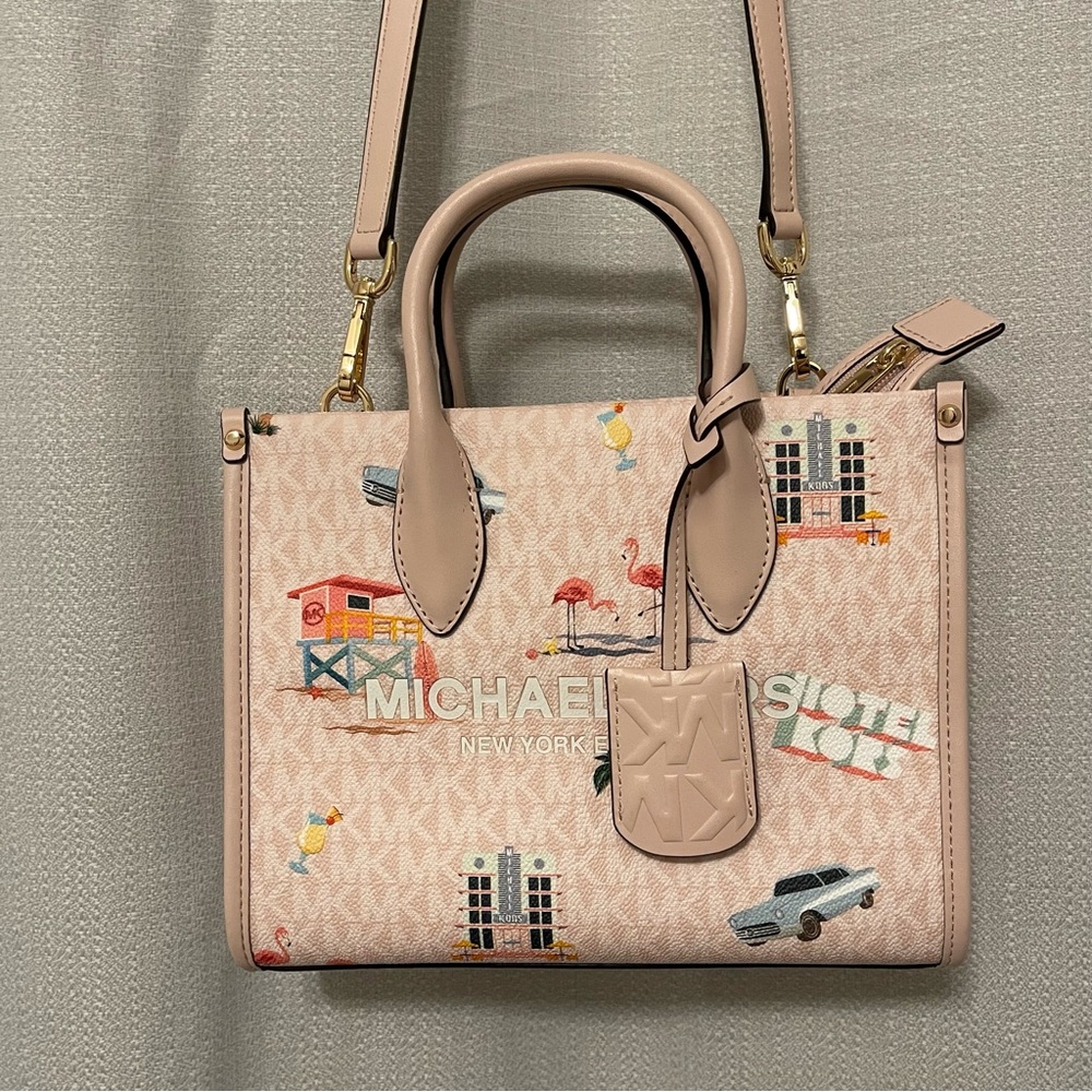 Michael Kors Pink Satchel with Tropical Print - Picture 2 of 9